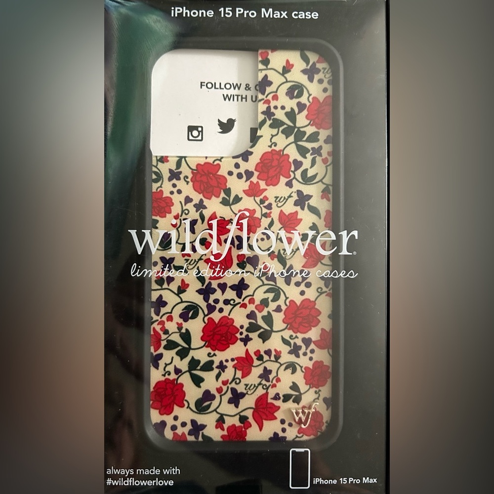 Wildflowers Floral iPhone 15 Pro Max Case - Red and Black
